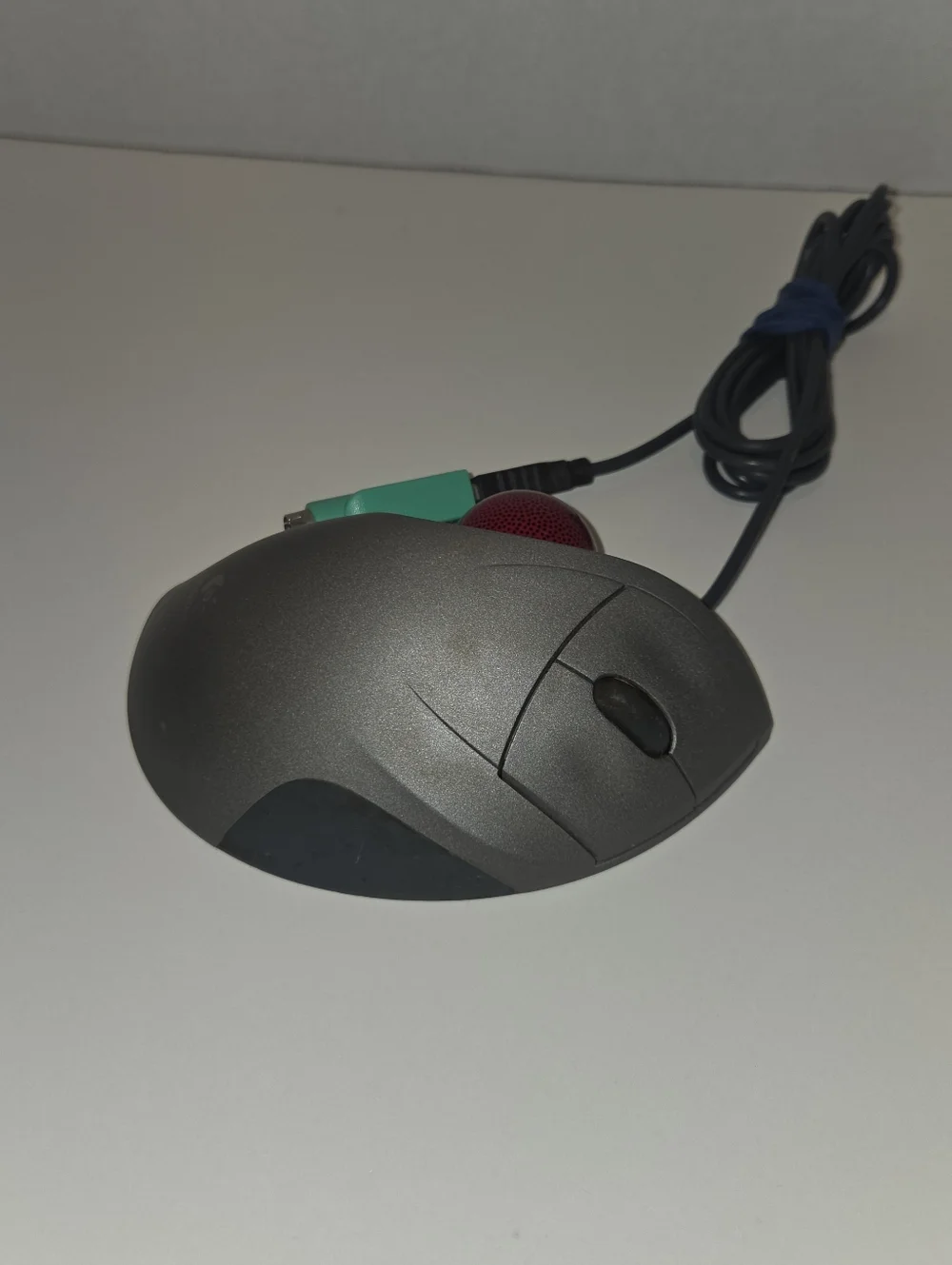 Logitech TrackMan Wheel USB Trackball Mouse T-BB18 With PS/2 Male adapter